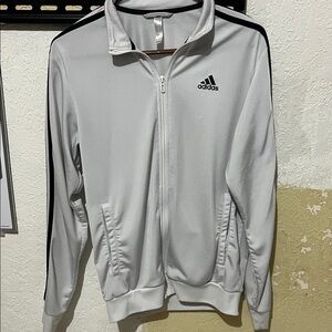 Adidas Men's White Windbreaker with Black Accents